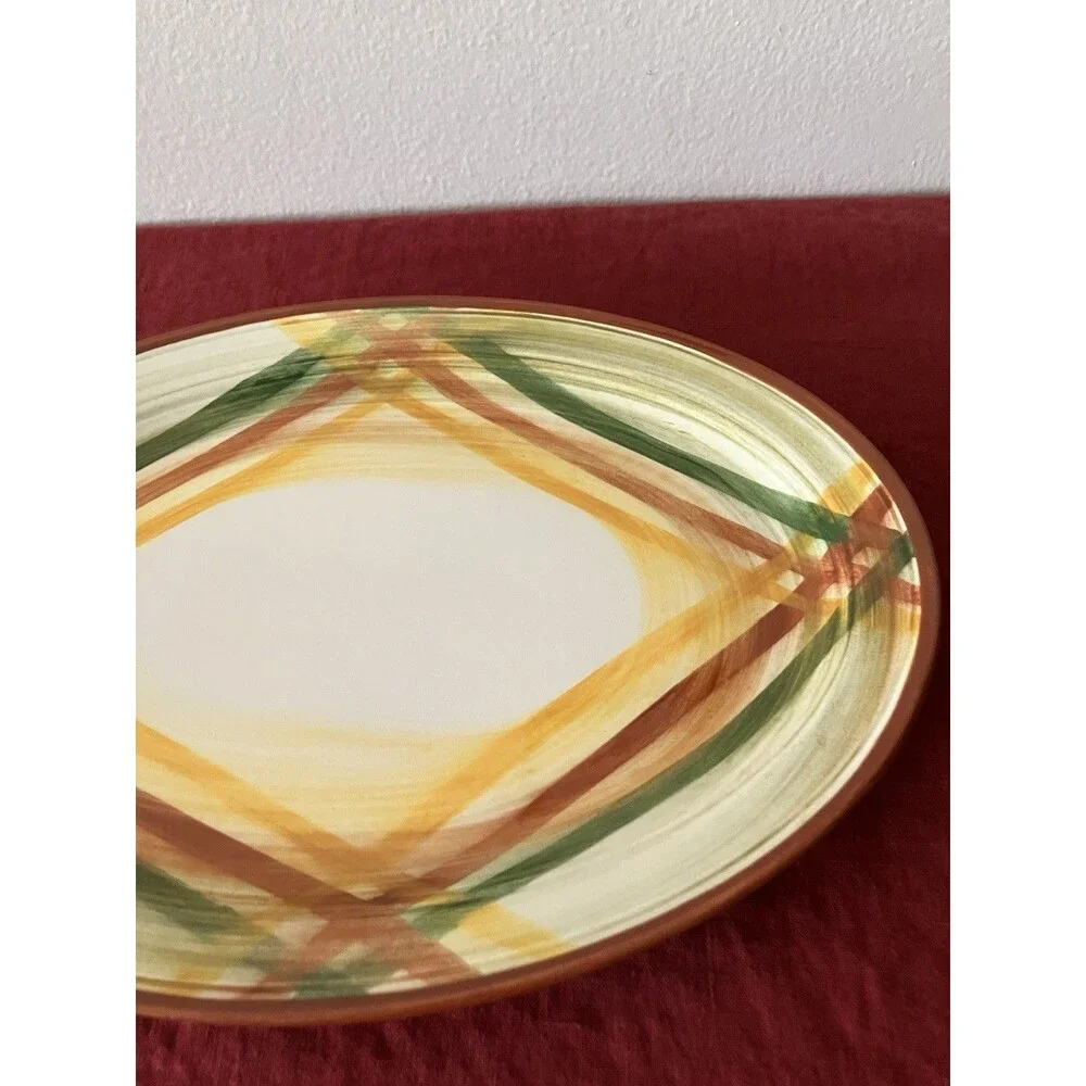 Vintage ‘40s/‘50s Vernon Kilns Vernonware Homespun Plaid 14” Oval Platter